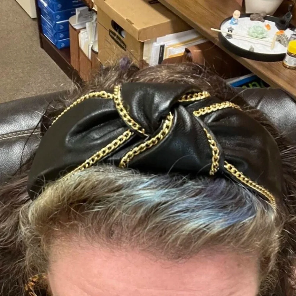 Luxe Vegan Leather Chain Knot Headband